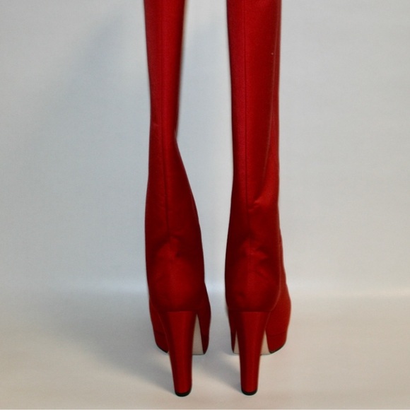 Gucci Ribbed Fabric Larius Platform Knee High Boots Shoes - Picture 3 of 4